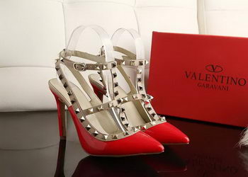 Valentino Patent Leather Rivet 100mm Sandal VT270YZM Red Valentino Patent Leather Rivet 100mm Sandal VT270YZM Red