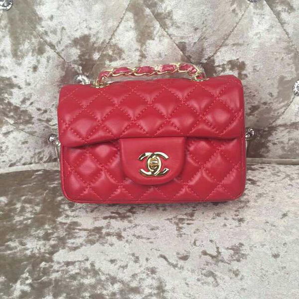 Chanel Classic MINI Flap Bag Sheepskin Leather A1115 Red Chanel Classic MINI Flap Bag Sheepskin Leather A1115 Red