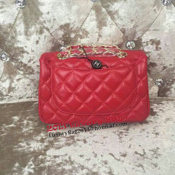 Chanel Classic MINI Flap Bag Sheepskin Leather A1115 Red Chanel Classic MINI Flap Bag Sheepskin Leather A1115 Red