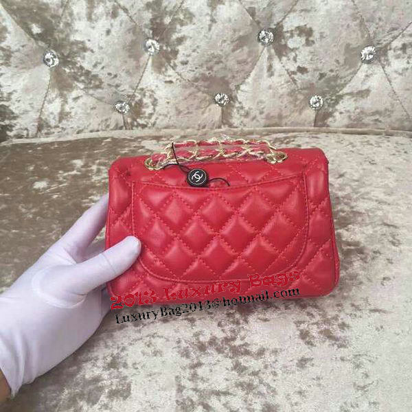Chanel Classic MINI Flap Bag Sheepskin Leather A1115 Red Chanel Classic MINI Flap Bag Sheepskin Leather A1115 Red
