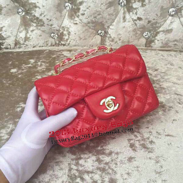 Chanel Classic MINI Flap Bag Sheepskin Leather A1115 Red Chanel Classic MINI Flap Bag Sheepskin Leather A1115 Red