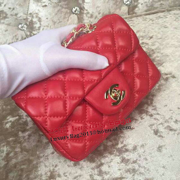 Chanel Classic MINI Flap Bag Sheepskin Leather A1115 Red Chanel Classic MINI Flap Bag Sheepskin Leather A1115 Red