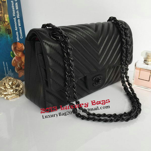 Chanel Lambskin Chevron Quilting Classic Flap Bag AO1112 Black Chanel Lambskin Chevron Quilting Classic Flap Bag AO1112 Black