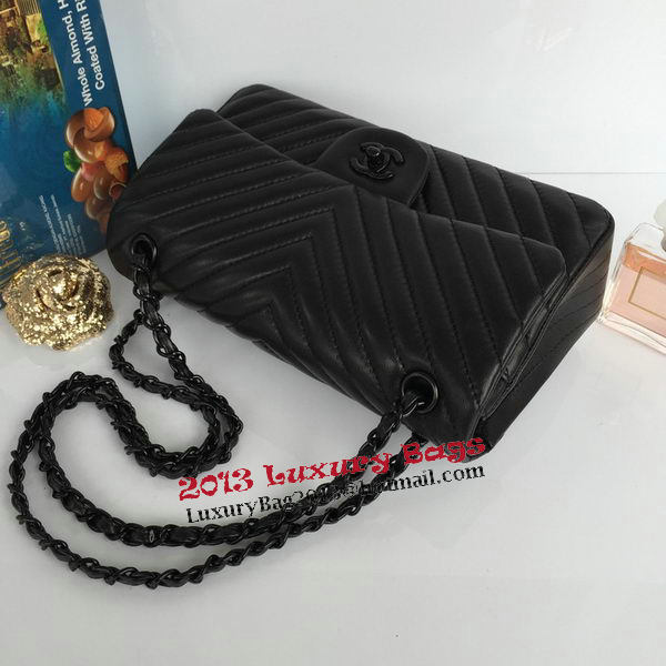 Chanel Lambskin Chevron Quilting Classic Flap Bag AO1112 Black Chanel Lambskin Chevron Quilting Classic Flap Bag AO1112 Black