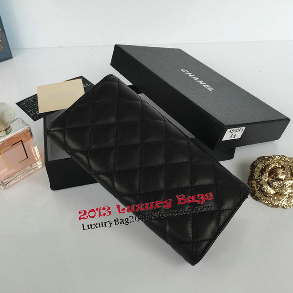 Chanel Matelasse Long Wallet Black Sheepskin Leather A50096 Gold Chanel Matelasse Long Wallet Black Sheepskin Leather A50096 Gold