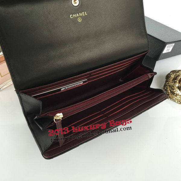 Chanel Matelasse Long Wallet Black Sheepskin Leather A50096 Gold Chanel Matelasse Long Wallet Black Sheepskin Leather A50096 Gold