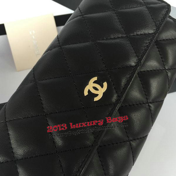 Chanel Matelasse Long Wallet Black Sheepskin Leather A50096 Gold Chanel Matelasse Long Wallet Black Sheepskin Leather A50096 Gold