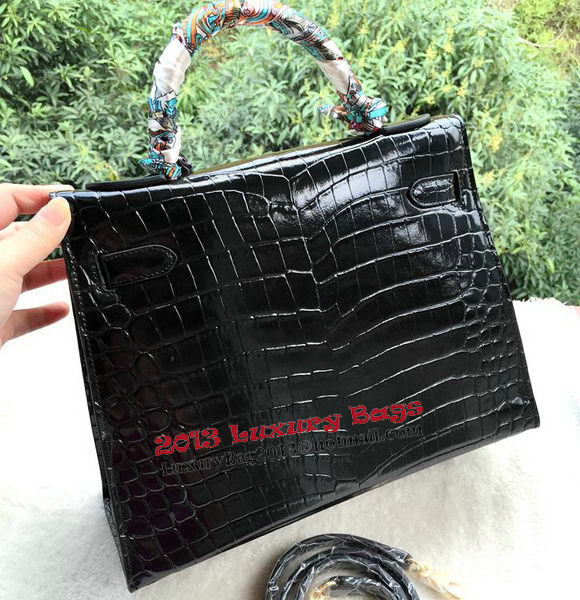 Hermes Kelly 32cm Shoulder Bag Croco Leather K32CO Black Hermes Kelly 32cm Shoulder Bag Croco Leather K32CO Black