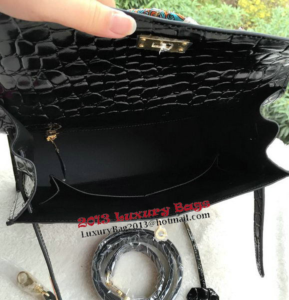 Hermes Kelly 32cm Shoulder Bag Croco Leather K32CO Black Hermes Kelly 32cm Shoulder Bag Croco Leather K32CO Black