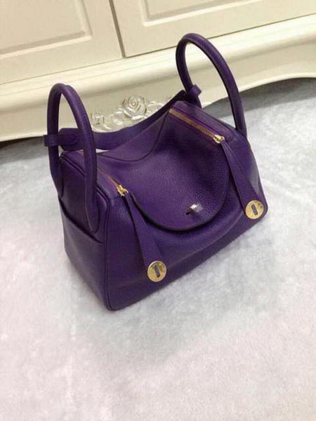 Hermes Lindy 30CM Purple Leather Shoulder Bag HLD30 Gold Hermes Lindy 30CM Purple Leather Shoulder Bag HLD30 Gold