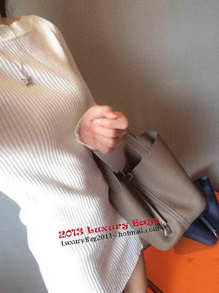 Hermes Picotin Lock 22cm Bags Litchi Leather HPT22 Grey Hermes Picotin Lock 22cm Bags Litchi Leather HPT22 Grey