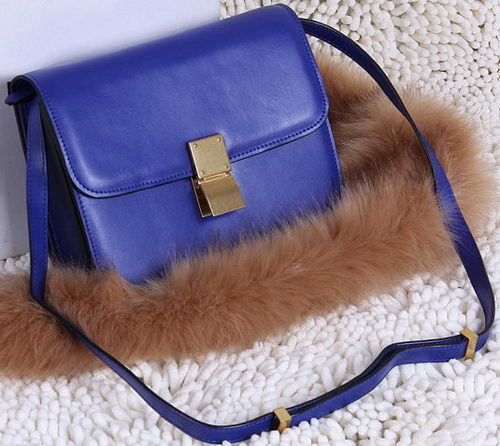 Celine Classic Box Small Flap Bag Calfskin C88007T Blue Celine Classic Box Small Flap Bag Calfskin C88007T Blue