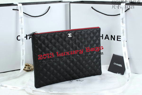 Chanel A6952 Clutch Bag Cannage Pattern Leather Black Chanel A6952 Clutch Bag Cannage Pattern Leather Black