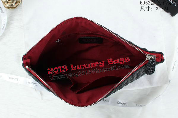 Chanel A6952 Clutch Bag Cannage Pattern Leather Black Chanel A6952 Clutch Bag Cannage Pattern Leather Black