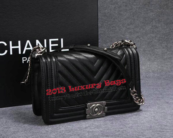 Boy Chanel Flap Shoulder Bag Herringbone Stitching CHA6817 Black Boy Chanel Flap Shoulder Bag Herringbone Stitching CHA6817 Black