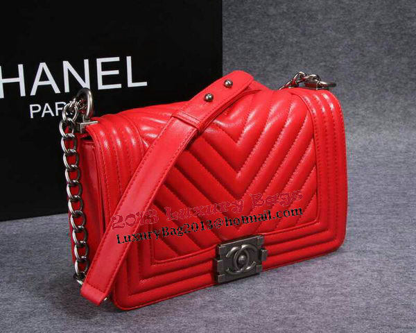 Boy Chanel Flap Shoulder Bag Herringbone Stitching CHA6817 Red Boy Chanel Flap Shoulder Bag Herringbone Stitching CHA6817 Red