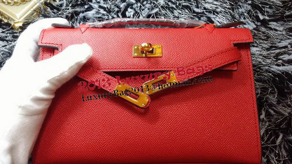 Hermes MINI Kelly 22cm Tote Bag Calf Leather K011 Red Hermes MINI Kelly 22cm Tote Bag Calf Leather K011 Red