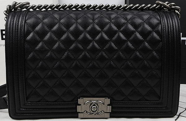 Boy Chanel Flap Bags Original Black Cannage Pattern A67088 Silver Boy Chanel Flap Bags Original Black Cannage Pattern A67088 Silver