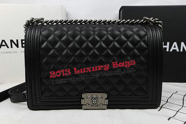 Boy Chanel Flap Bags Original Black Cannage Pattern A67088 Silver Boy Chanel Flap Bags Original Black Cannage Pattern A67088 Silver