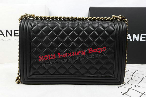 Boy Chanel Flap Bags Original Black Sheepskin Leather A67088 Gold Boy Chanel Flap Bags Original Black Sheepskin Leather A67088 Gold