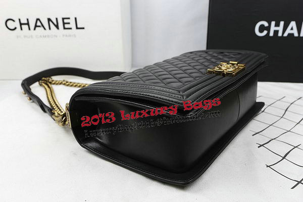 Boy Chanel Flap Bags Original Black Sheepskin Leather A67088 Gold Boy Chanel Flap Bags Original Black Sheepskin Leather A67088 Gold