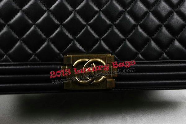 Boy Chanel Flap Bags Original Black Sheepskin Leather A67088 Gold Boy Chanel Flap Bags Original Black Sheepskin Leather A67088 Gold