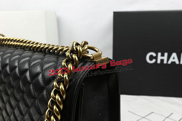 Boy Chanel Flap Bags Original Black Sheepskin Leather A67088 Gold Boy Chanel Flap Bags Original Black Sheepskin Leather A67088 Gold
