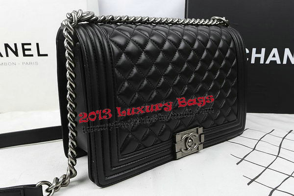 Boy Chanel Flap Bags Original Black Sheepskin Leather A67088 Silver Boy Chanel Flap Bags Original Black Sheepskin Leather A67088 Silver