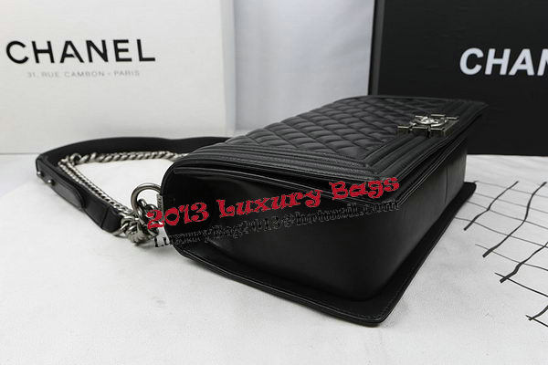 Boy Chanel Flap Bags Original Black Sheepskin Leather A67088 Silver Boy Chanel Flap Bags Original Black Sheepskin Leather A67088 Silver