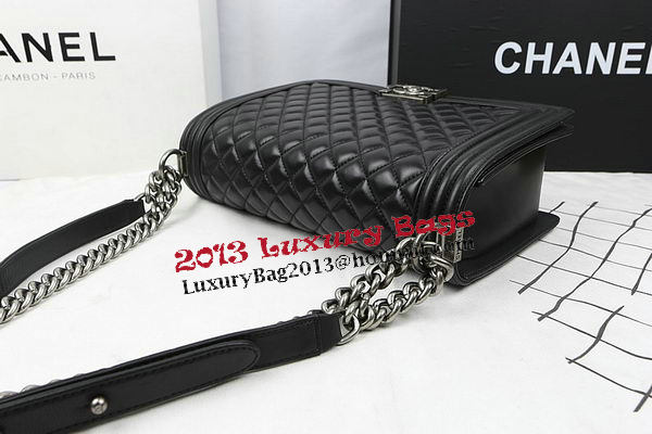 Boy Chanel Flap Bags Original Black Sheepskin Leather A67088 Silver Boy Chanel Flap Bags Original Black Sheepskin Leather A67088 Silver
