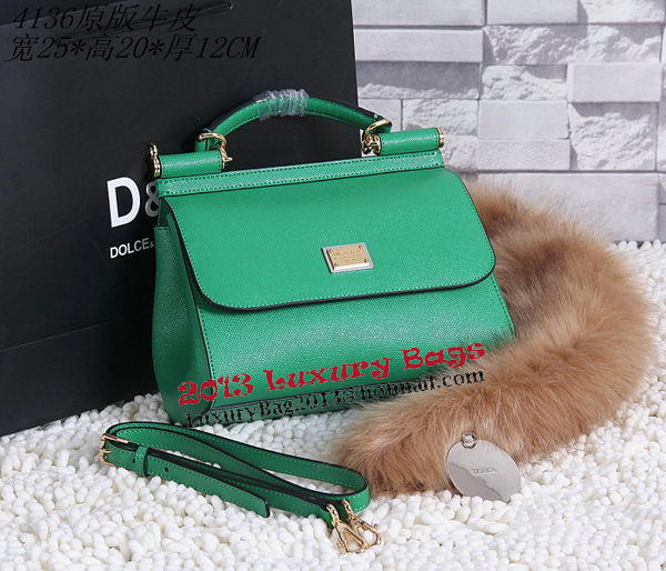 Dolce & Gabbana SICILY Calfskin Tote Bag BB4136 Green Dolce & Gabbana SICILY Calfskin Tote Bag BB4136 Green