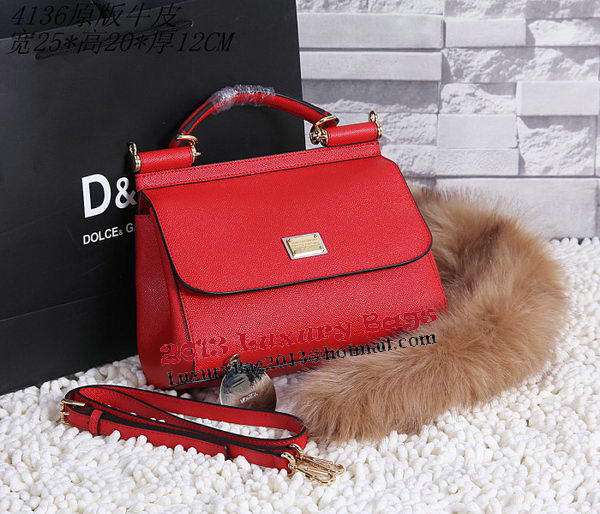 Dolce & Gabbana SICILY Calfskin Tote Bag BB4136 Red Dolce & Gabbana SICILY Calfskin Tote Bag BB4136 Red