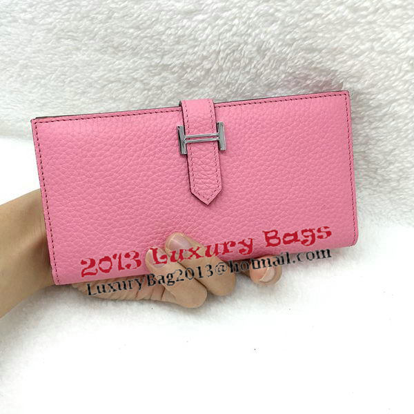 Hermes Bearn Japonaise Bi-Fold Wallet Litchi Leather A208 Pink Hermes Bearn Japonaise Bi-Fold Wallet Litchi Leather A208 Pink