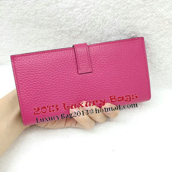 Hermes Bearn Japonaise Bi-Fold Wallet Litchi Leather A208 Rose Hermes Bearn Japonaise Bi-Fold Wallet Litchi Leather A208 Rose
