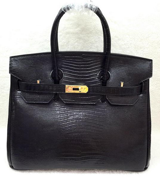 Hermes Birkin 30CM Tote Bags Lizard Leather H30LI Black Hermes Birkin 30CM Tote Bags Lizard Leather H30LI Black