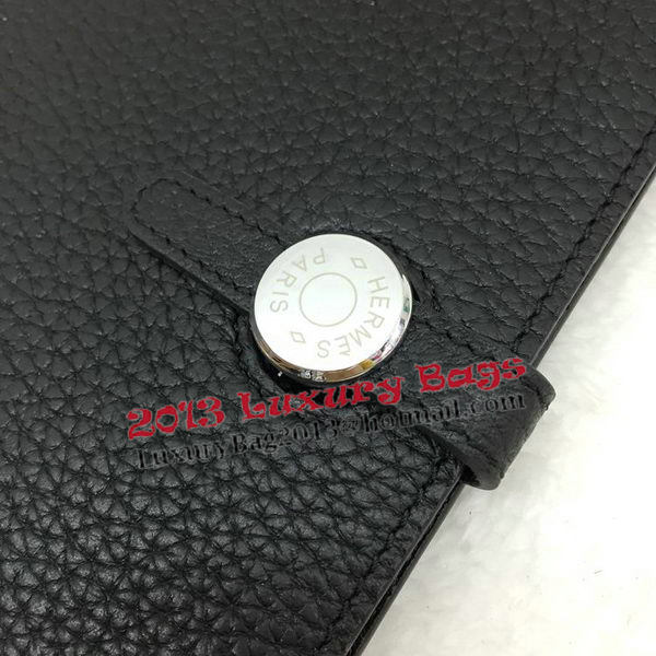 Hermes Dogon Combined Wallet Litchi Leather A508 Black Hermes Dogon Combined Wallet Litchi Leather A508 Black