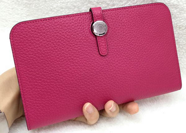 Hermes Dogon Combined Wallet Litchi Leather A508 Rose Hermes Dogon Combined Wallet Litchi Leather A508 Rose