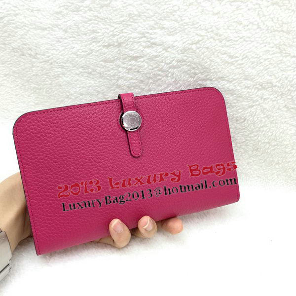 Hermes Dogon Combined Wallet Litchi Leather A508 Rose Hermes Dogon Combined Wallet Litchi Leather A508 Rose