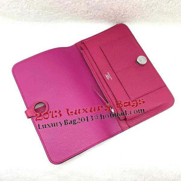 Hermes Dogon Combined Wallet Litchi Leather A508 Rose Hermes Dogon Combined Wallet Litchi Leather A508 Rose