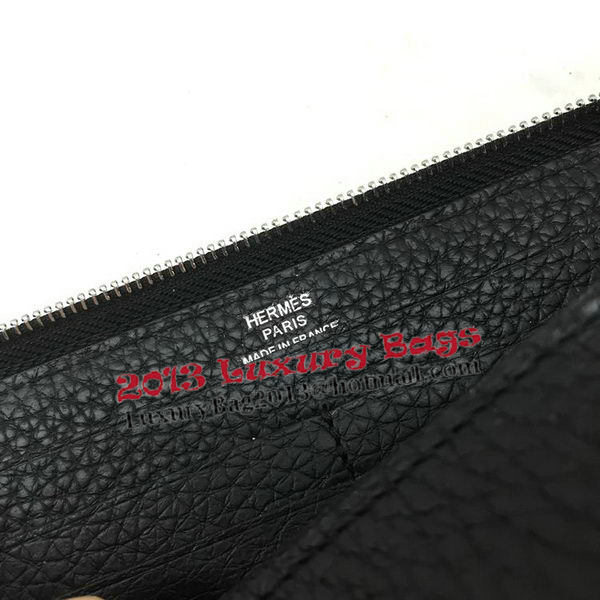 Hermes Evelyn Long Zip Wallet Litchi A808 Black Hermes Evelyn Long Zip Wallet Litchi A808 Black