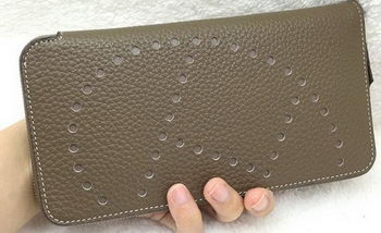 Hermes Evelyn Long Zip Wallet Litchi A808 Khaki Hermes Evelyn Long Zip Wallet Litchi A808 Khaki