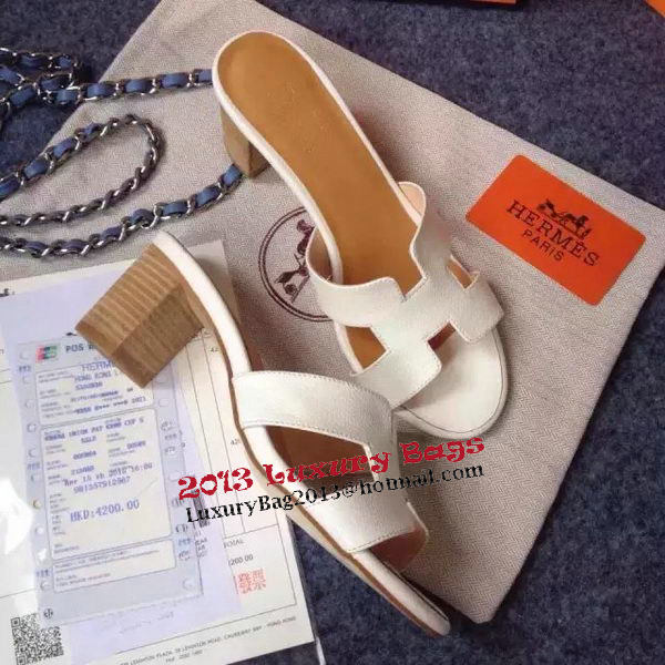 Hermes Sandals Togo Leather HO0471 White Hermes Sandals Togo Leather HO0471 White