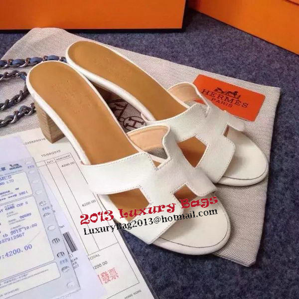Hermes Sandals Togo Leather HO0471 White Hermes Sandals Togo Leather HO0471 White