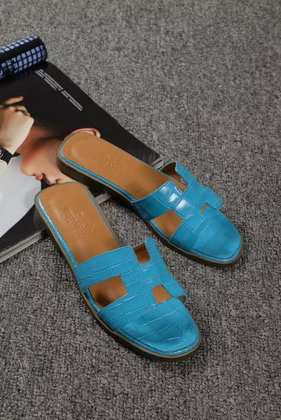 Hermes Slipper Croco Leather HO0451 Blue Hermes Slipper Croco Leather HO0451 Blue