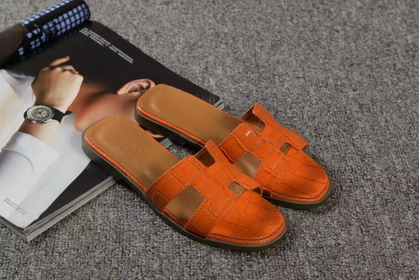 Hermes Slipper Croco Leather HO0451 Orange Hermes Slipper Croco Leather HO0451 Orange