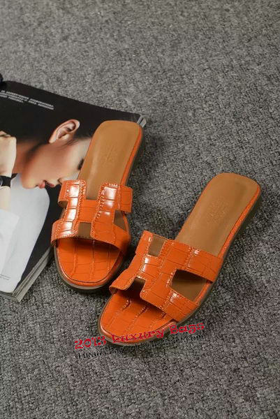 Hermes Slipper Croco Leather HO0451 Orange Hermes Slipper Croco Leather HO0451 Orange
