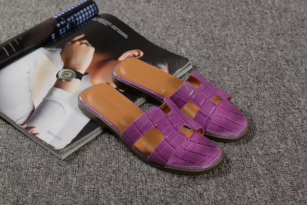 Hermes Slipper Croco Leather HO0451 Purple Hermes Slipper Croco Leather HO0451 Purple
