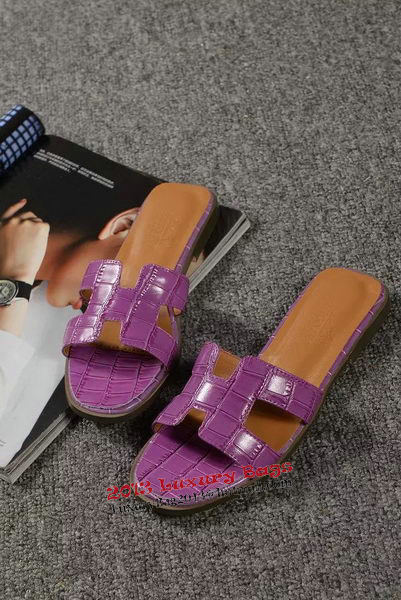 Hermes Slipper Croco Leather HO0451 Purple Hermes Slipper Croco Leather HO0451 Purple