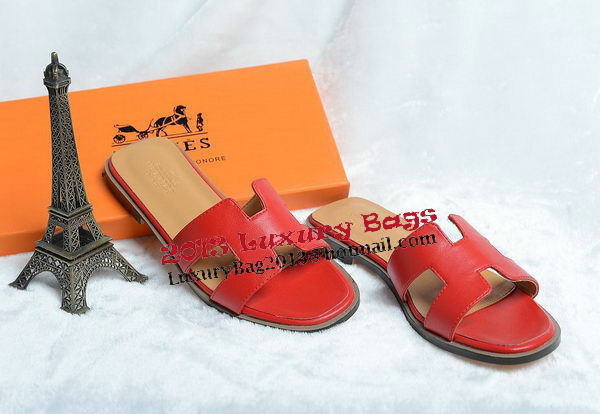 Hermes Slipper Leather HO0418 Red Hermes Slipper Leather HO0418 Red