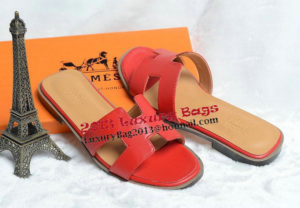 Hermes Slipper Leather HO0418 Red Hermes Slipper Leather HO0418 Red